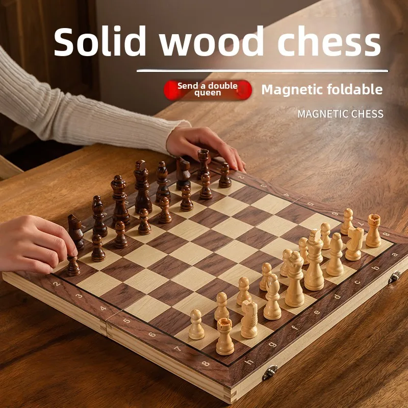 Chess elementary school children with folding portable solid wood chessboard high-end chess pieces
Chess elementary school children with folding portable solid wood chessboard high-end chess pieces