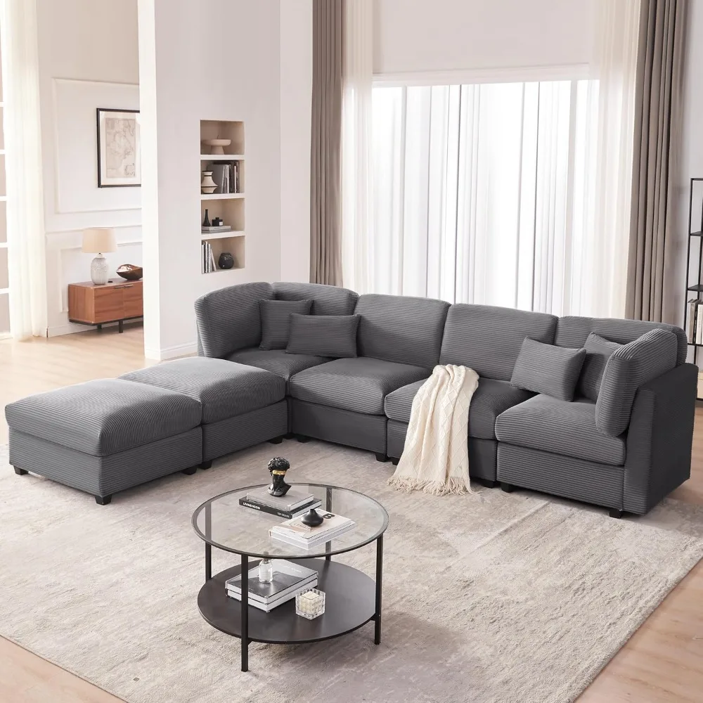125 Inch Oversized Corduroy Modular Sectional Sofa, U Shaped Modular Couch with Storage, 6 Seat Convertible Corduroy Couch
125 Inch Oversized Corduroy Modular Sectional Sofa, U Shaped Modular Couch with Storage, 6 Seat Convertible Corduroy Couch
