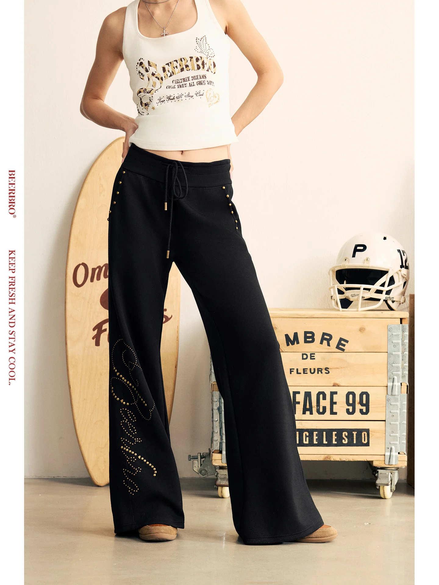 BeerBro Casual Flared Black Pants Breathable Comfortable Vintage Rhinestone Low Waist Straight Leg Pants for Women Music Fest...
BeerBro Casual Flared Black Pants Breathable Comfortable Vintage Rhinestone Low Waist Straight Leg Pants for Women Music Fest...