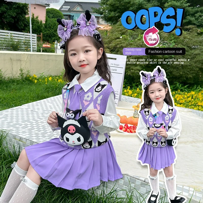 Halloween Sanrio Kuromi College Dress Girl Knitted Tank Top Skirt Set Girl Long Sleeves Clothes Print Clothing Festival Gift
Halloween Sanrio Kuromi College Dress Girl Knitted Tank Top Skirt Set Girl Long Sleeves Clothes Print Clothing Festival Gift