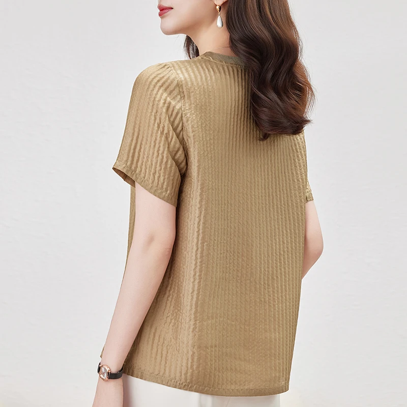 New 100% Real Silk Women's T-shirt 2026 Summer O-neck Elegant T-shirts for Women Tees Short Sleeve Tops Woman Casual T Shirt
New 100% Real Silk Women's T-shirt 2026 Summer O-neck Elegant T-shirts for Women Tees Short Sleeve Tops Woman Casual T Shirt