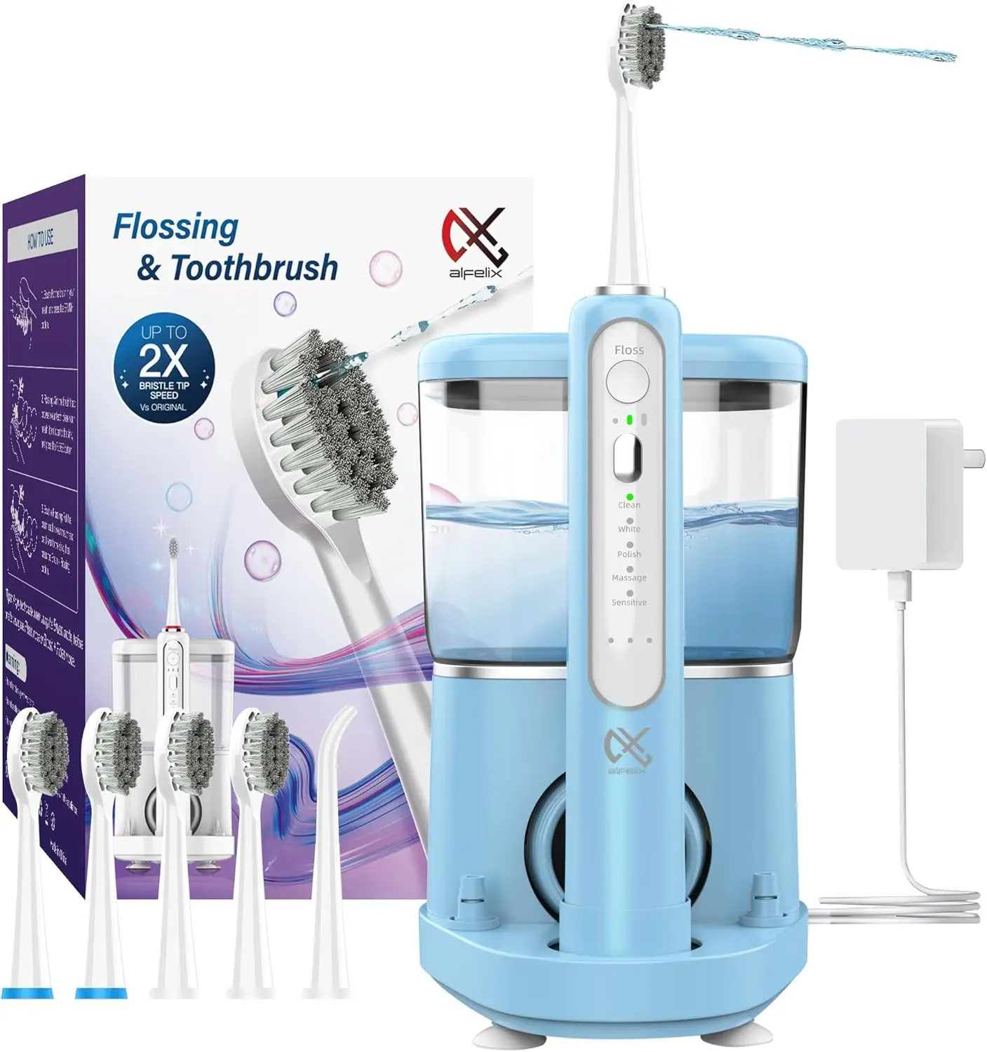 2-in-1 Electric Toothbrush with Water Flosser: 8 Modes, Timer, Waterproof, Travel-Friendly
2-in-1 Electric Toothbrush with Water Flosser: 8 Modes, Timer, Waterproof, Travel-Friendly