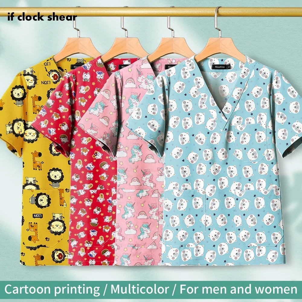 Cotton Nurse Scrubs Tops Women Medical Uniforms Dental Hospital Scrub Nursing Tops Cartoon Printed V-neck Work Uniform Wholesale
Cotton Nurse Scrubs Tops Women Medical Uniforms Dental Hospital Scrub Nursing Tops Cartoon Printed V-neck Work Uniform Wholesale