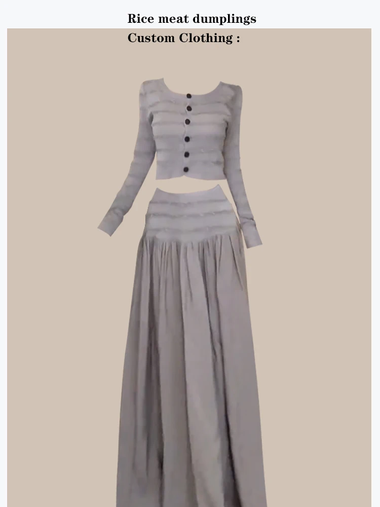Autumn Casual Striped Knitted Top And Long Skirt Two-Piece Set Women's Fashion Slim Fit round Neck Short Sleeve Ensemble
Autumn Casual Striped Knitted Top And Long Skirt Two-Piece Set Women's Fashion Slim Fit round Neck Short Sleeve Ensemble