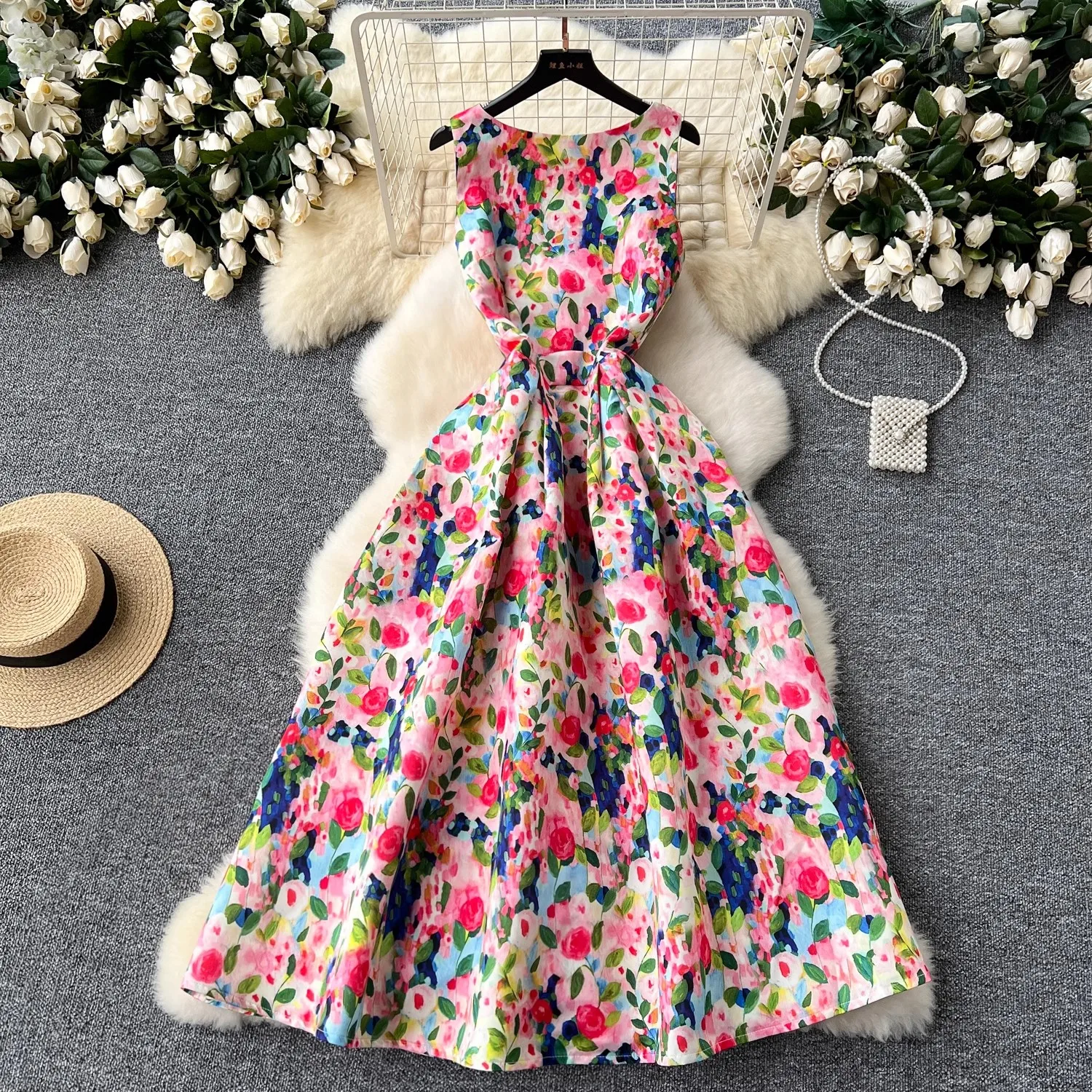 1Summer Runway Flower Dress Women's Sleevless O Neck Tank Zipper Belt Pocket Designer Ball Gown Party Prom Midi Vestidos 6850
1Summer Runway Flower Dress Women's Sleevless O Neck Tank Zipper Belt Pocket Designer Ball Gown Party Prom Midi Vestidos 6850