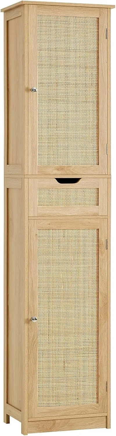 Tall Narrow Rattan Storage Cabinet with Doors and Adjustable Shelves for Living Room, Kitchen, Bathroom
Tall Narrow Rattan Storage Cabinet with Doors and Adjustable Shelves for Living Room, Kitchen, Bathroom