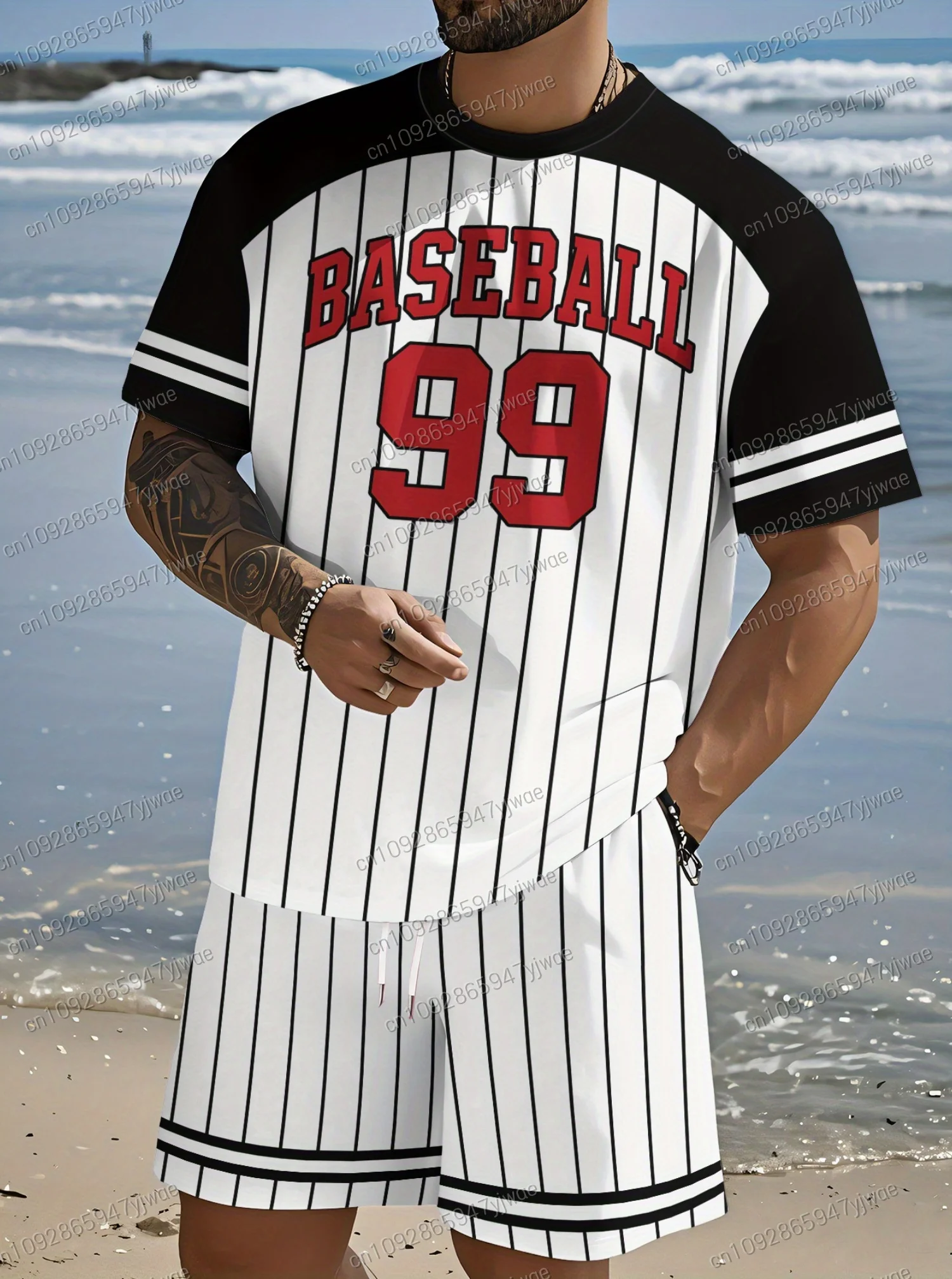 Новая полоска BASEBALL No.99 с принтом, мужская повседневная футболка с короткими рукавами и шортами, спортивный костюм для взрослых, комплект из 2 предметов для бега, мужская одежда
Новая полоска BASEBALL No.99 с принтом, мужская повседневная футболка с короткими рукавами и шортами, спортивный костюм для взрослых, комплект из 2 предметов для бега, мужская одежда