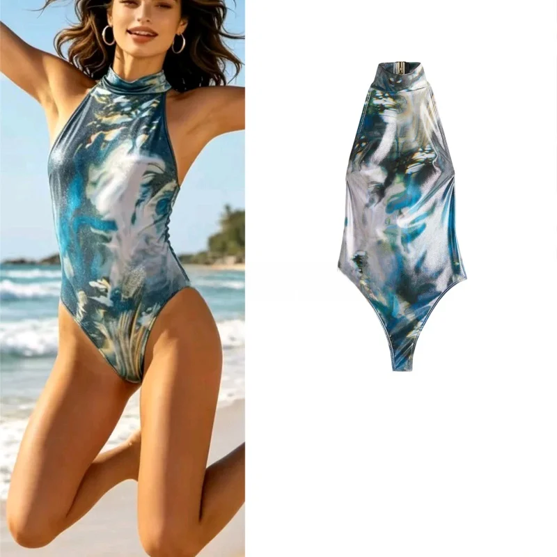 Summer New Women's One-Piece Swimsuit Low Back Exposure Design High Collar Hanging Neck Style Abstract Pattern High Waist Lon...
Summer New Women's One-Piece Swimsuit Low Back Exposure Design High Collar Hanging Neck Style Abstract Pattern High Waist Lon...