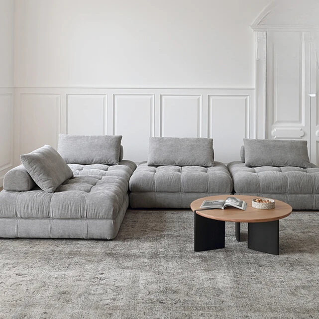 Удобный для кожи кремовый тканевый винтажный серый большой модульный диван, рама из массива дерева, трансформируемый диван для гостиной
Удобный для кожи кремовый тканевый винтажный серый большой модульный диван, рама из массива дерева, трансформируемый диван для гостиной