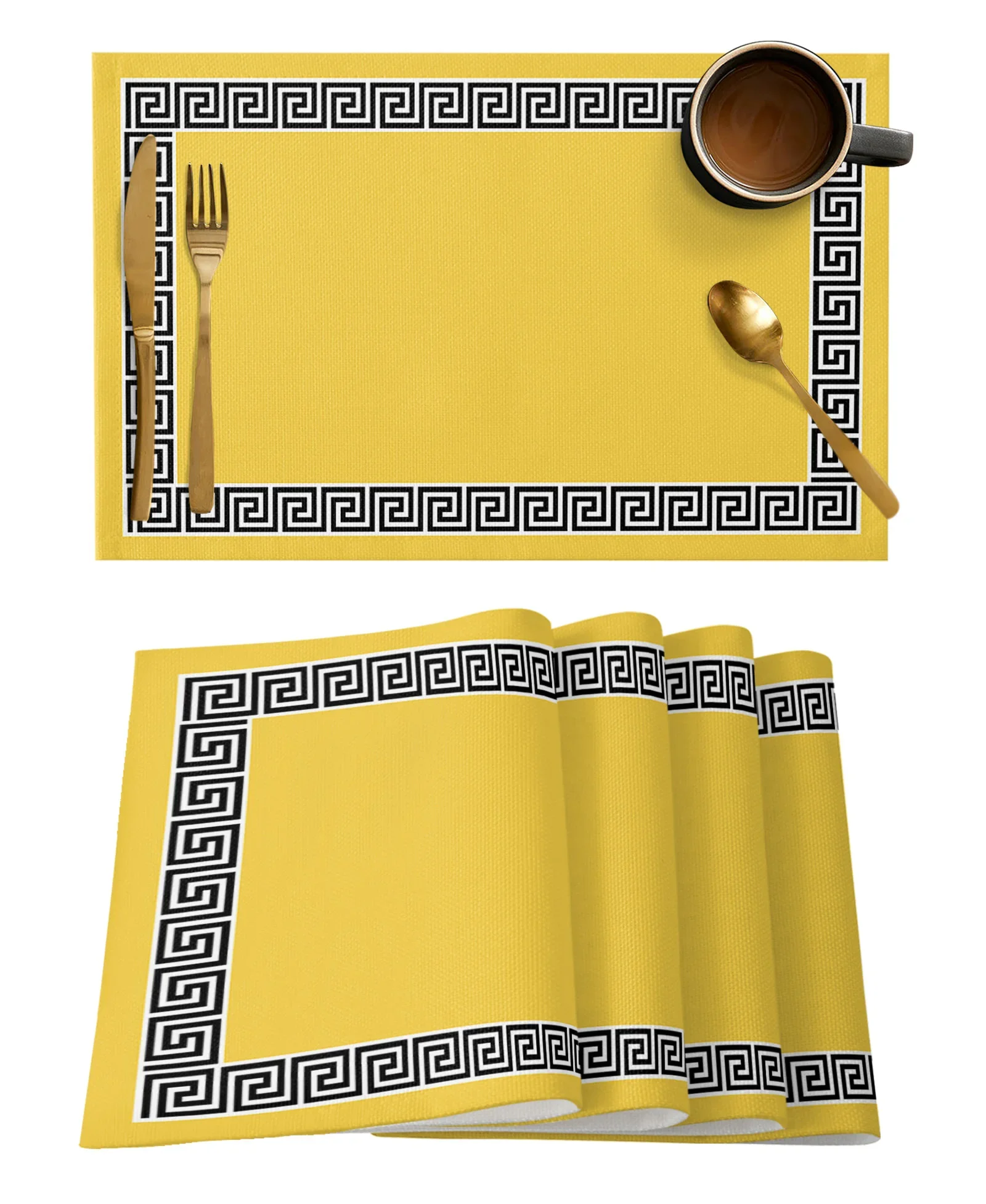 Yellow Geometric Zigzag Greek Pattern Dining Placemat Table Tableware Mats Kitchen Dish Mat Pad 4/6pcs Table Mat Home Decoration
Yellow Geometric Zigzag Greek Pattern Dining Placemat Table Tableware Mats Kitchen Dish Mat Pad 4/6pcs Table Mat Home Decoration