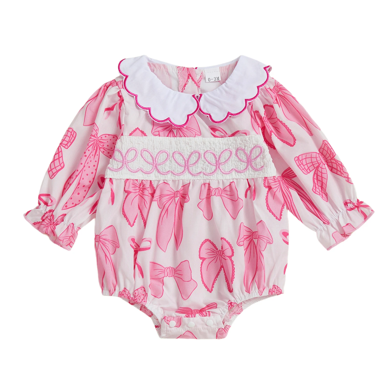 Baby Girls Fall Romper Bow Print Embroidery Long Sleeve Doll Collar Bubble Jumpsuit
Baby Girls Fall Romper Bow Print Embroidery Long Sleeve Doll Collar Bubble Jumpsuit
