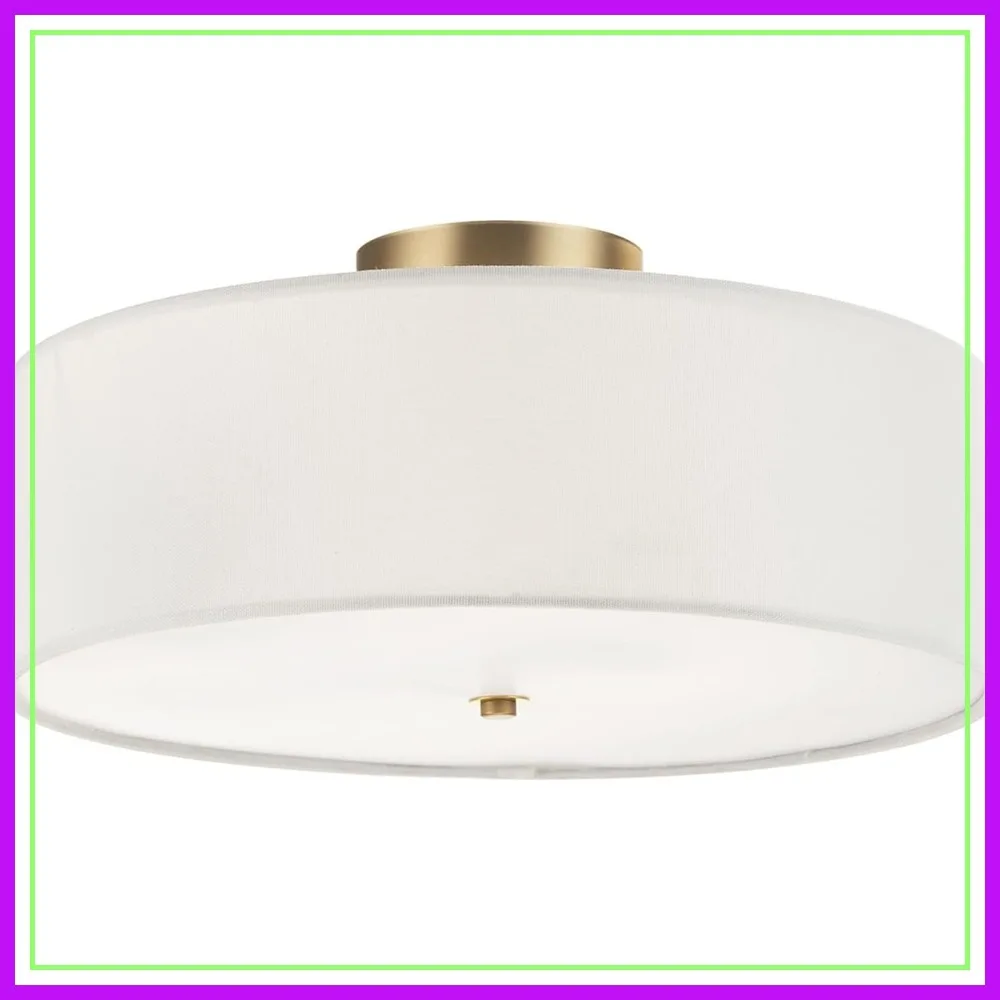 2-Light Flush Mount Ceiling Light, Matte Brass, White Linen Shade, E26 Base, Dimmable, Minimalist Home Lighting
2-Light Flush Mount Ceiling Light, Matte Brass, White Linen Shade, E26 Base, Dimmable, Minimalist Home Lighting