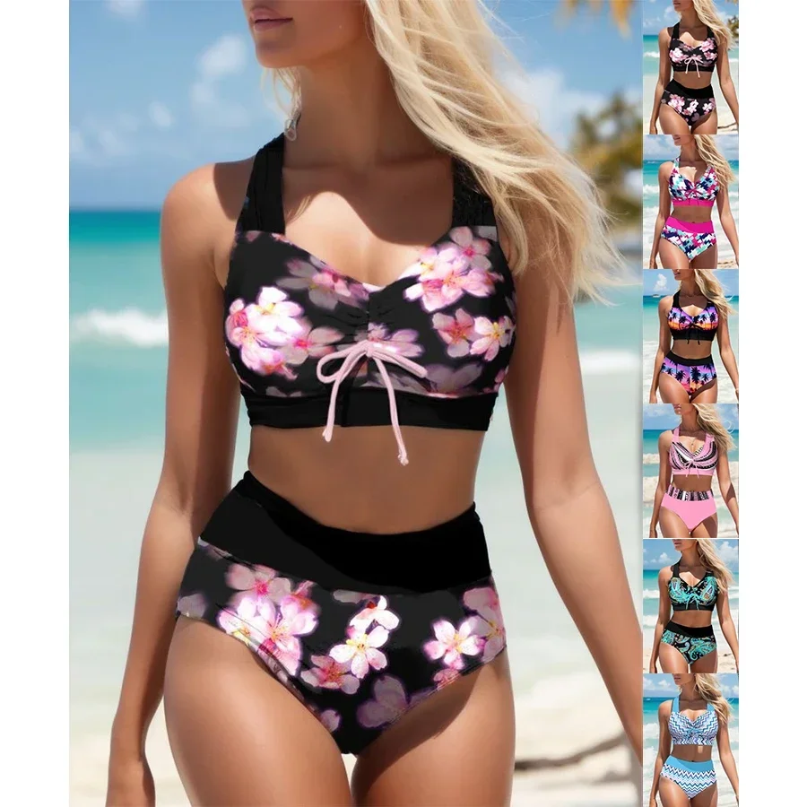 Fashion Pink Floral Print Beachwear Summer Women's Swimwear Sexy Swimwear Ladies Two Piece Bikini Swimwear S-5XL
Fashion Pink Floral Print Beachwear Summer Women's Swimwear Sexy Swimwear Ladies Two Piece Bikini Swimwear S-5XL