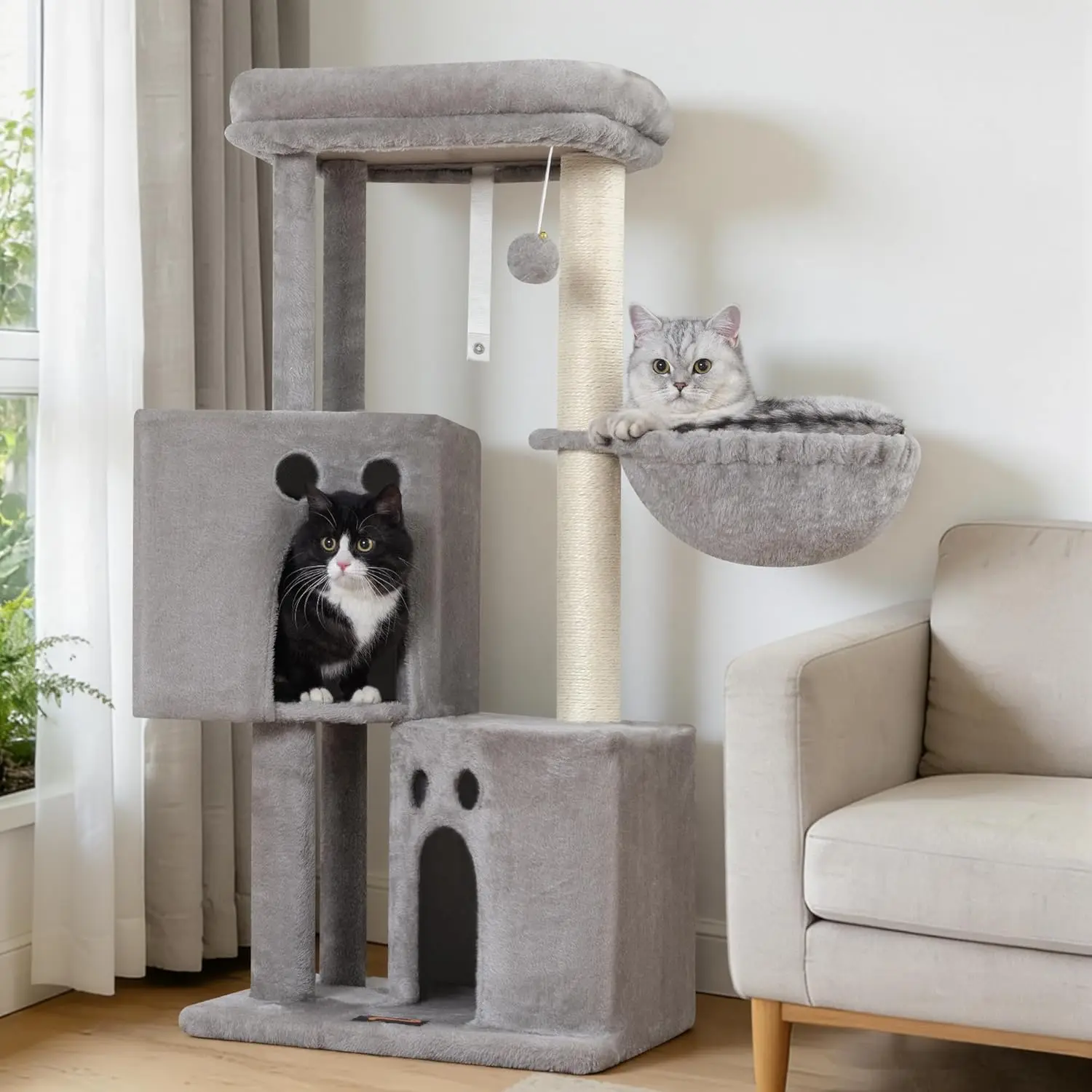 Small Cat Tree Tower for Indoor Cats, 40 in Medium Compact Adults Cat Beds Trees with 2 Condos, Sisal
Small Cat Tree Tower for Indoor Cats, 40 in Medium Compact Adults Cat Beds Trees with 2 Condos, Sisal