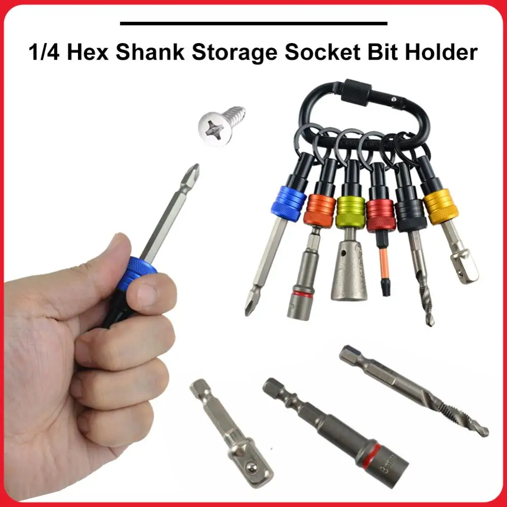 6pcs/Set 1/4 Inch Hexagonal Shank Screwdriver Head Holder Quick-change Extension Bar Extension Rod Key Chain Adapter Small Tool