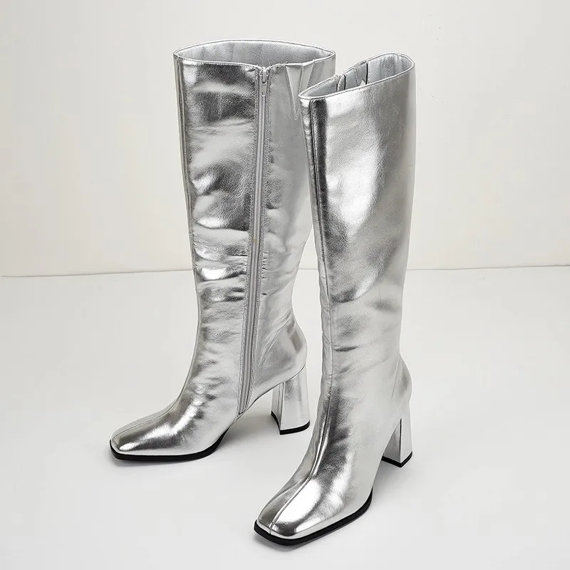 Large Size 4243 Autumn Winter Silver Square Head Thick Heel Side Zip High Tube Long Boots Women Fashion Boots High Flat Heel
Large Size 4243 Autumn Winter Silver Square Head Thick Heel Side Zip High Tube Long Boots Women Fashion Boots High Flat Heel