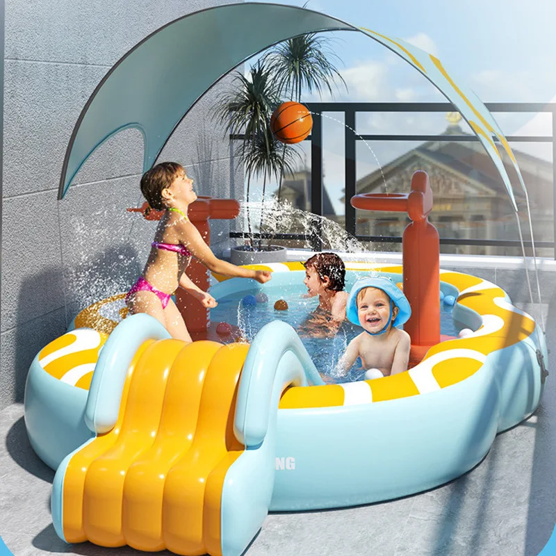 Детский водный игровой бассейн «пять в одном» из ПВХ с навесом от солнца
Детский водный игровой бассейн «пять в одном» из ПВХ с навесом от солнца