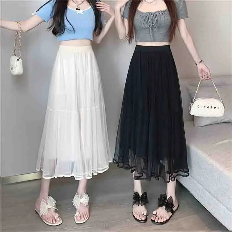 Spring Summer Female High Waisted Appear Thin Pleats Mid Length Version Pleated Skirt Women Fashion Loose Fitting Mesh Skirts
Spring Summer Female High Waisted Appear Thin Pleats Mid Length Version Pleated Skirt Women Fashion Loose Fitting Mesh Skirts