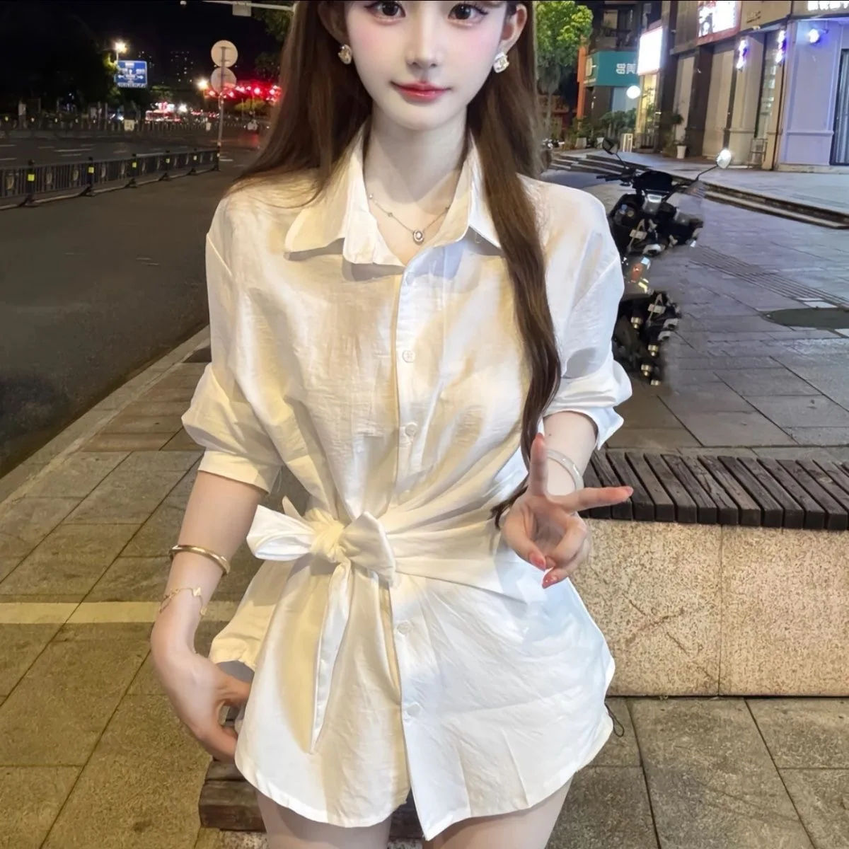 Elegant Long Sleeve Neck Shirt Women's High Waist Belted Slim Fit Casual Fashion Polyester Material Breathable Comfortable
Elegant Long Sleeve Neck Shirt Women's High Waist Belted Slim Fit Casual Fashion Polyester Material Breathable Comfortable