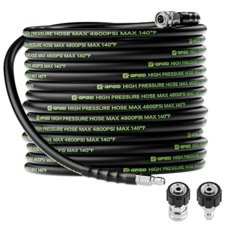 Pressure Washer Hose 50 Feet with 3/8" Quick Connect 4800 PSI Kink Resistant Industrial Grade Steel Wire Braided Power Washer H
Pressure Washer Hose 50 Feet with 3/8" Quick Connect 4800 PSI Kink Resistant Industrial Grade Steel Wire Braided Power Washer H