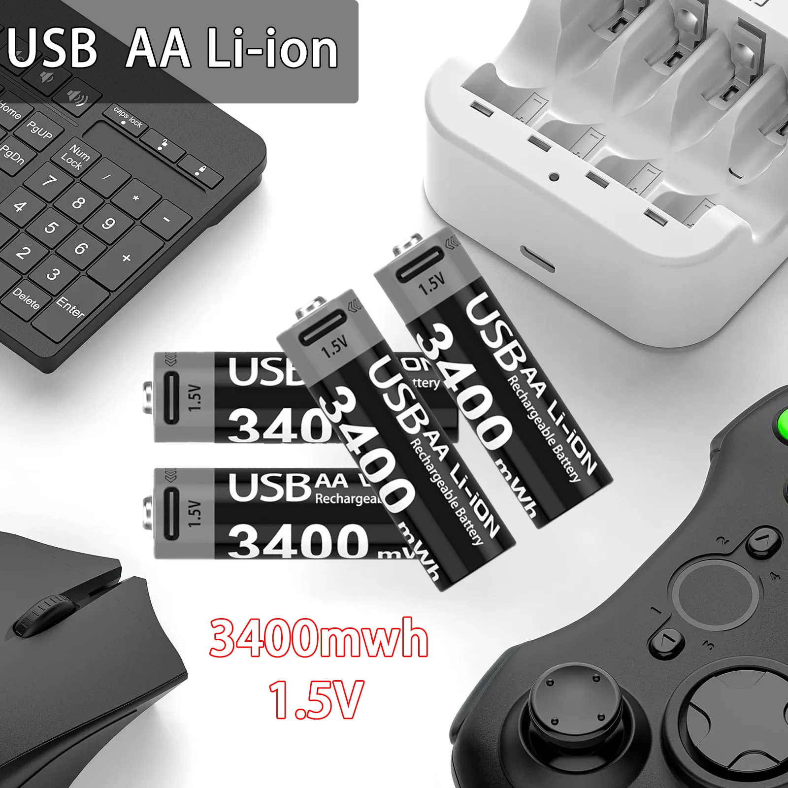 1-20PCS USB Rechargeable Batteries AA 1.5V 3400mWh Long-Lasting Power for Electronics Camera Mouse Toys Flashlight
1-20PCS USB Rechargeable Batteries AA 1.5V 3400mWh Long-Lasting Power for Electronics Camera Mouse Toys Flashlight
