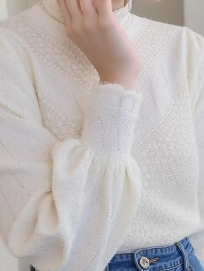 Blouses Women Lace Half-high Slim Fit French Refinement Solid Spring Autumn Feminine Minimalist Timeless Graceful Tops
Blouses Women Lace Half-high Slim Fit French Refinement Solid Spring Autumn Feminine Minimalist Timeless Graceful Tops
