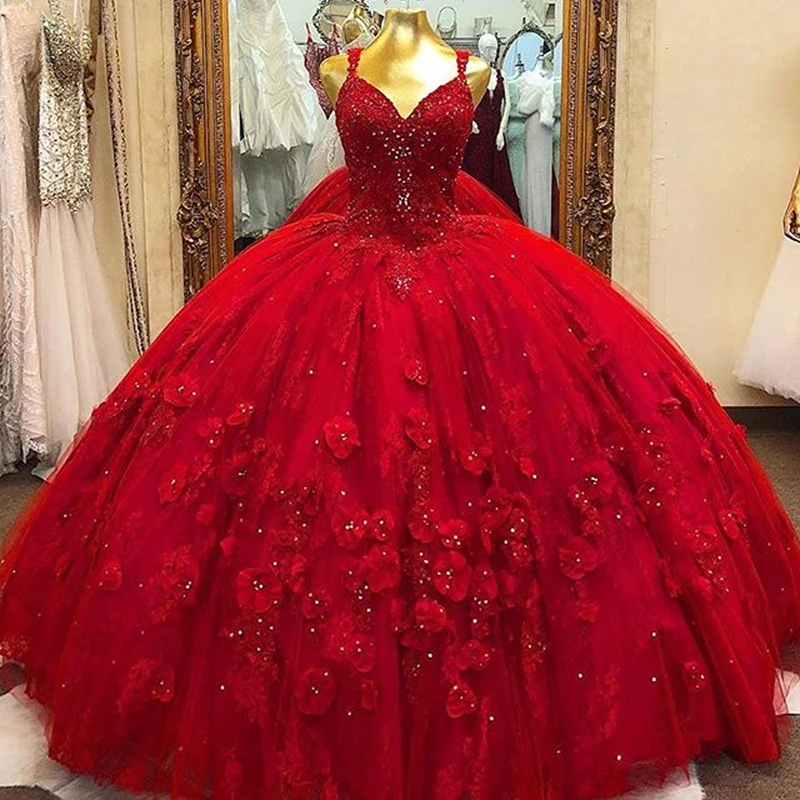 Red Quinceanera Ball Gown 3D Floral Flowrs Sweet 16 Dress Long Puffy Party Gowns Vestidos De 15 Anos
Red Quinceanera Ball Gown 3D Floral Flowrs Sweet 16 Dress Long Puffy Party Gowns Vestidos De 15 Anos