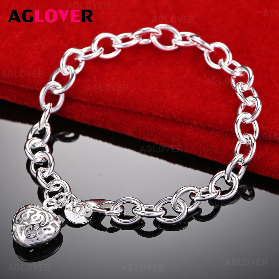 AGLOVER 925 Sterling Silver Hollow Heart Pendant Bracelet Charming Fashion Wedding Jewelry
AGLOVER 925 Sterling Silver Hollow Heart Pendant Bracelet Charming Fashion Wedding Jewelry