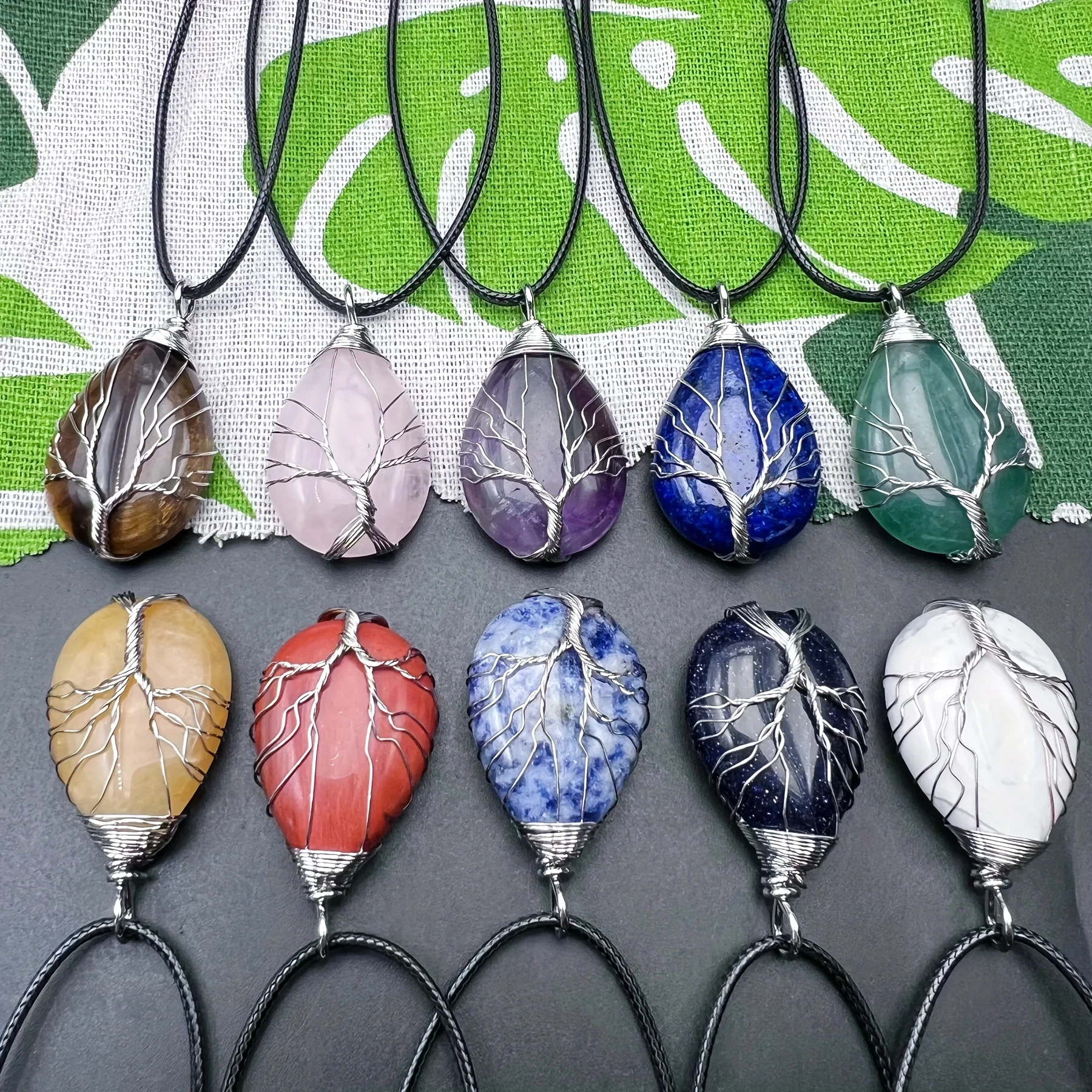2026New1pc Natural Droplet Silvery Wire Wrapped Tree of Life Charm Pendant Necklace
2026New1pc Natural Droplet Silvery Wire Wrapped Tree of Life Charm Pendant Necklace
