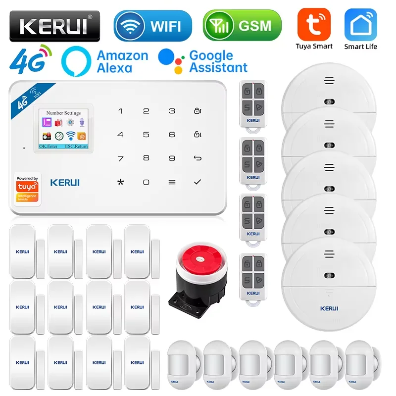 KERUI Tuya Smart 4G домашняя охранная сигнализация WIFI GSM сигнализация с датчиком движения детектор охранная поддержка Alexa и Google Assistant
KERUI Tuya Smart 4G домашняя охранная сигнализация WIFI GSM сигнализация с датчиком движения детектор охранная поддержка Alexa и Google Assistant