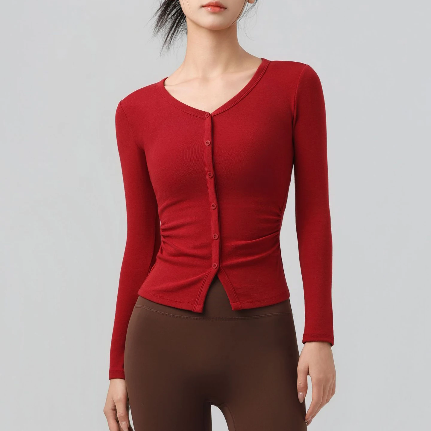 Slim Fit V-Neck Training Top, Women's Long Sleeve Workout Shirt, Breathable for Yoga & Running, Casual Cover Up
Slim Fit V-Neck Training Top, Women's Long Sleeve Workout Shirt, Breathable for Yoga & Running, Casual Cover Up