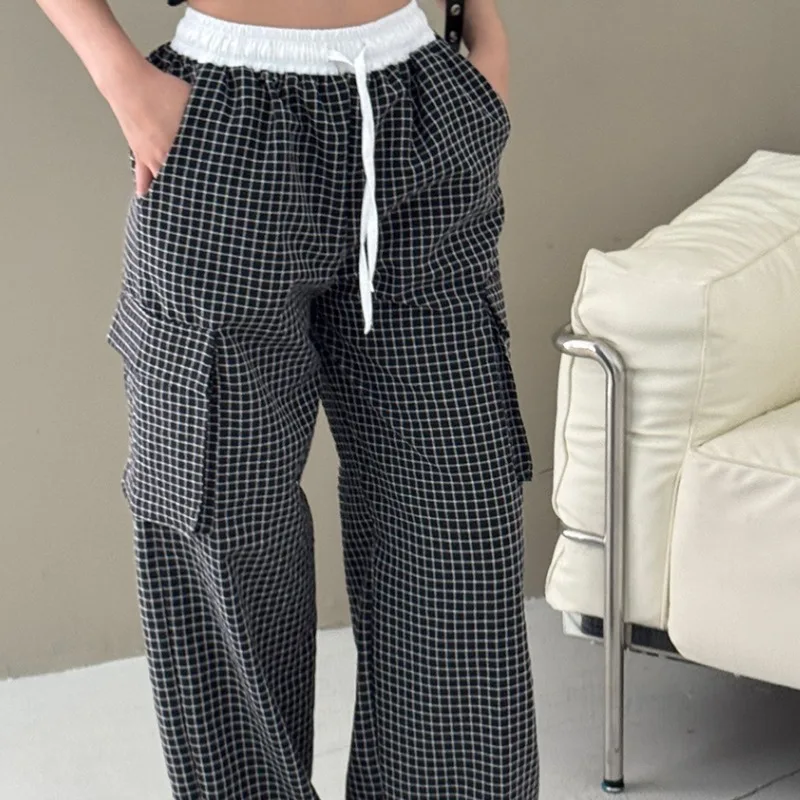 2026 Summer New Chic Korean Style Retro High Waist Wide Leg Casual Pants Women's Pocket Design Checkered Loose Fit Trousers
2026 Summer New Chic Korean Style Retro High Waist Wide Leg Casual Pants Women's Pocket Design Checkered Loose Fit Trousers