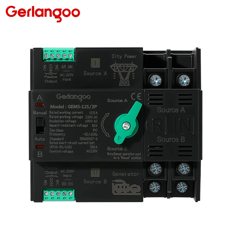 Din Rail 2P 63A 100A 125A ATS Dual Power Automatic Transfer Switch Selector Switches Uninterrupted Power Generator
Din Rail 2P 63A 100A 125A ATS Dual Power Automatic Transfer Switch Selector Switches Uninterrupted Power Generator