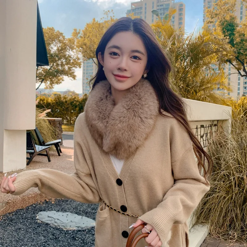 New Double-sided Fox Fur Scarf For Women Lined With Rex Rabbit Fur Winter Warm Fur Neck Warmer Real Fur Thick Furry Coat Decor
New Double-sided Fox Fur Scarf For Women Lined With Rex Rabbit Fur Winter Warm Fur Neck Warmer Real Fur Thick Furry Coat Decor