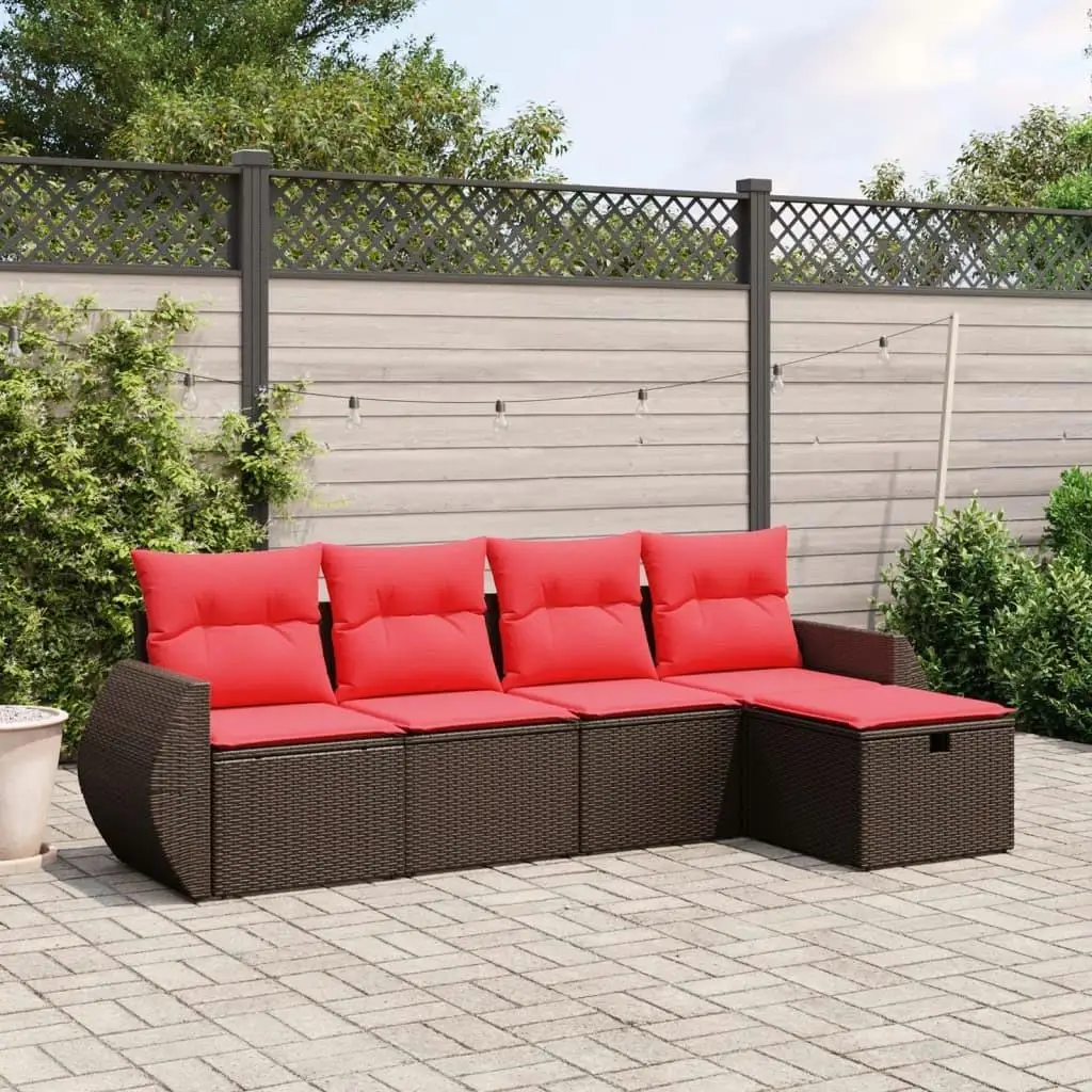 5 Piece Outdoor Rattan Sofa Set with Cushions Comfortable Patio Furniture Brown Garden Lounge
5 Piece Outdoor Rattan Sofa Set with Cushions Comfortable Patio Furniture Brown Garden Lounge
