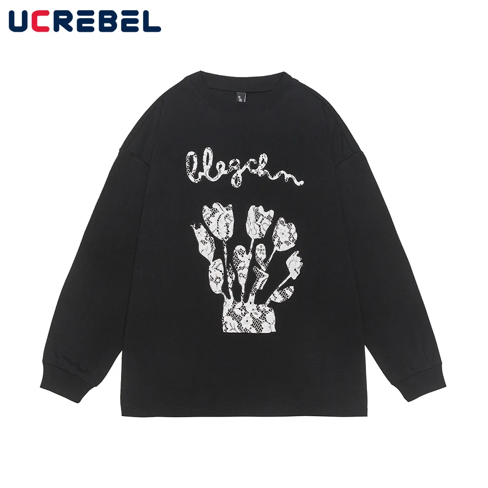 Lace Patch Long Sleeve T-shirt Mens Cotton Autumn High Street Crew Neck Loose Tee Men Tops
Lace Patch Long Sleeve T-shirt Mens Cotton Autumn High Street Crew Neck Loose Tee Men Tops