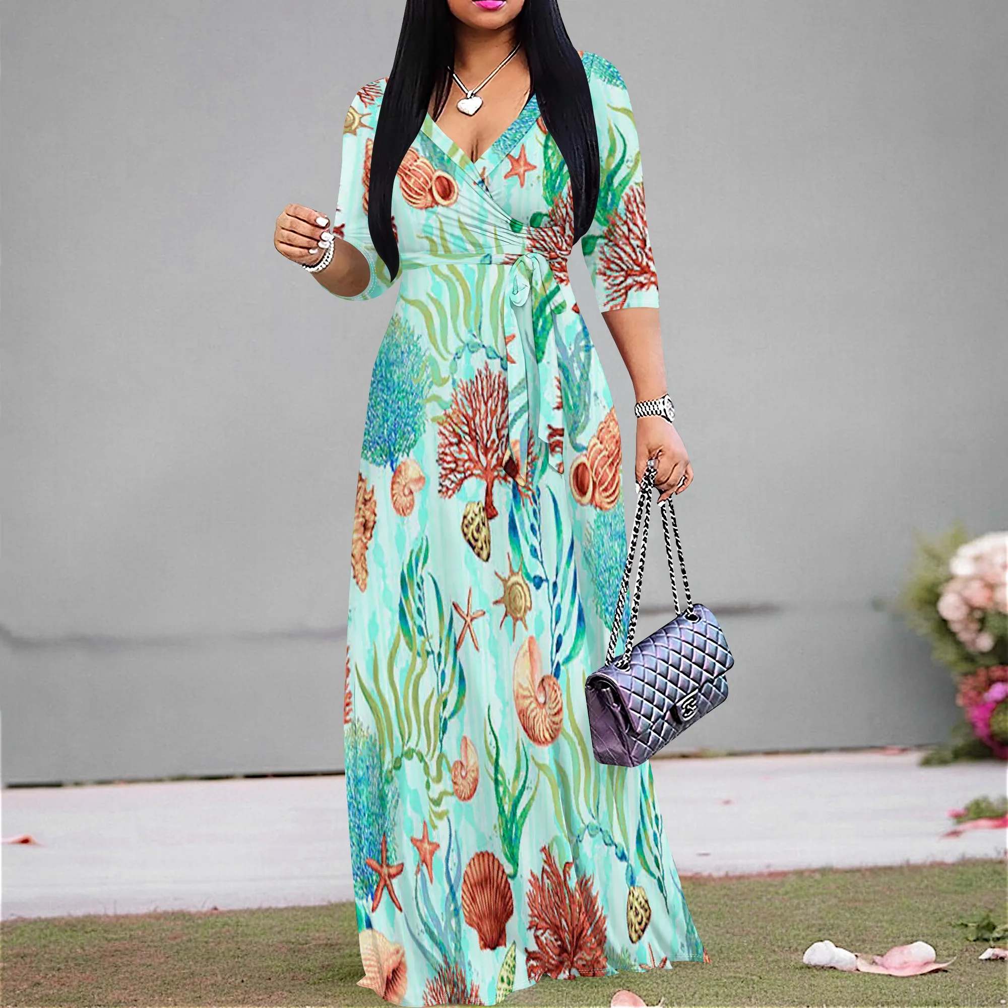 Sea Life Print Maxi Dress V-Neck Tie Waist Beach Vacation Holiday Summer Cruise Dress S-3XL
Sea Life Print Maxi Dress V-Neck Tie Waist Beach Vacation Holiday Summer Cruise Dress S-3XL