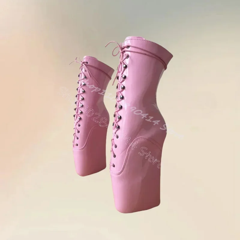 Pink Strange Style Heels Patent Leather Platform Boots Cross Tied Women Shoes Novel Party Feast Runway 2024 Zapatos Para Mujere
Pink Strange Style Heels Patent Leather Platform Boots Cross Tied Women Shoes Novel Party Feast Runway 2024 Zapatos Para Mujere
