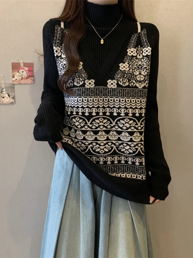 Large Size Knitted Sweater with Floral Embroidery Half High Collar Women's Base Layer Loose Top Trendy Autumn Winter Shirt
Large Size Knitted Sweater with Floral Embroidery Half High Collar Women's Base Layer Loose Top Trendy Autumn Winter Shirt