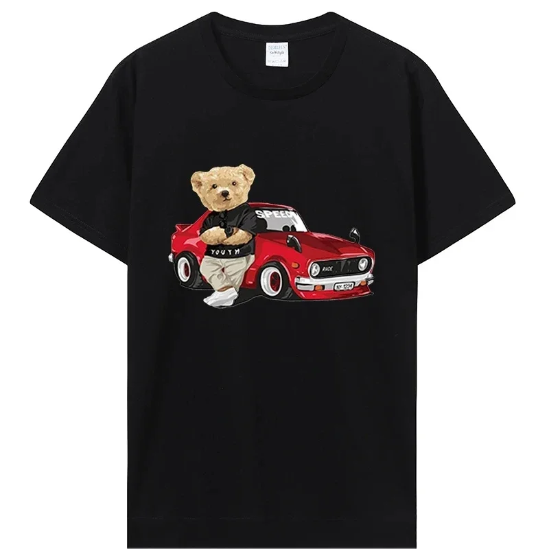 Мужская футболка большого размера с рисунком — хлопковая футболка Teddy Bear Race Car, уличный топ с короткими рукавами, повседневная мужская мода
Мужская футболка большого размера с рисунком — хлопковая футболка Teddy Bear Race Car, уличный топ с короткими рукавами, повседневная мужская мода