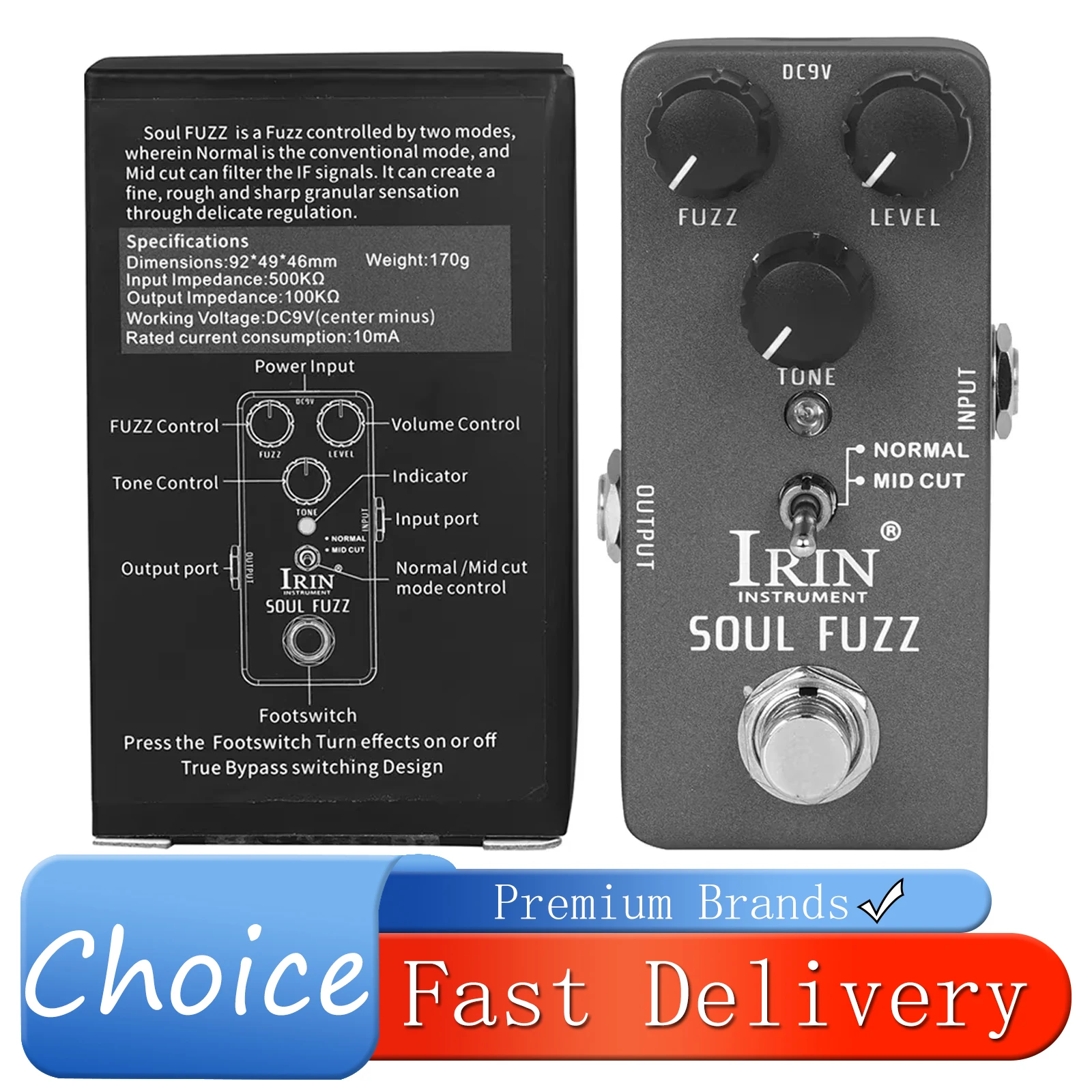 IRIN Soul Fuzz Electric Guitarra Effect Pedal Fuzz Controlled Effects Two Modes True Bypass Pedals RS-11 Guitar Accessories
IRIN Soul Fuzz Electric Guitarra Effect Pedal Fuzz Controlled Effects Two Modes True Bypass Pedals RS-11 Guitar Accessories