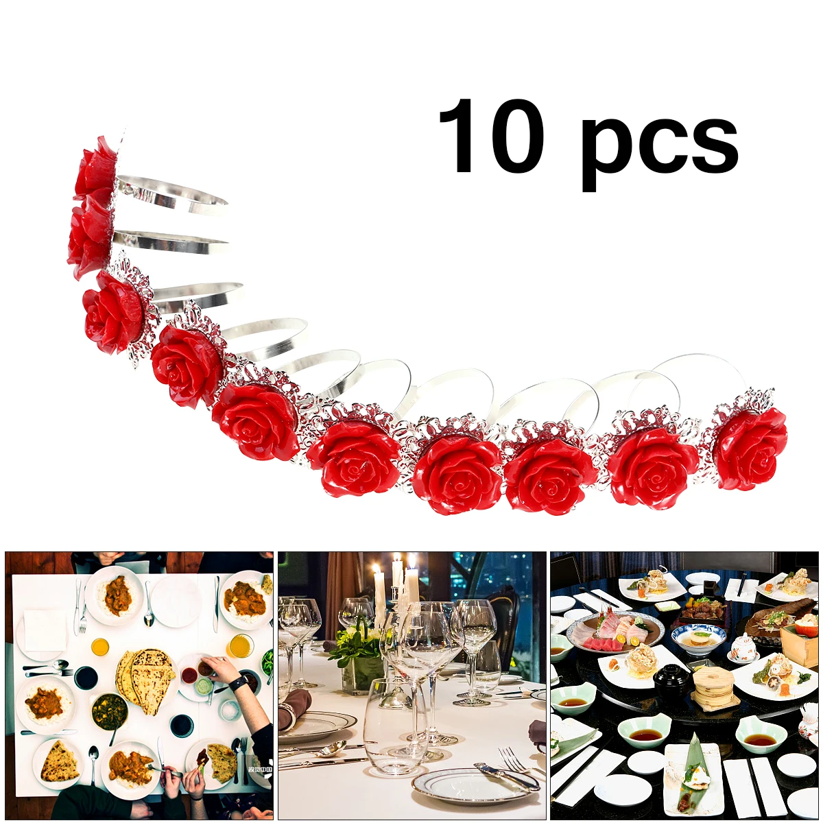 10pcs Rose Resin Iron Wedding Banquet Decorations Rose Napkin Ring Wedding Napkin Ring 50mm Red Silver Tableware
10pcs Rose Resin Iron Wedding Banquet Decorations Rose Napkin Ring Wedding Napkin Ring 50mm Red Silver Tableware