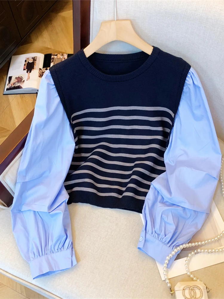Women's Patchwork Striped Shirts and Blouses Y2k Vintage Korean Harajuku 2000s Elegant Long Sleeve Shirt Trashy Clothes Autumn
Women's Patchwork Striped Shirts and Blouses Y2k Vintage Korean Harajuku 2000s Elegant Long Sleeve Shirt Trashy Clothes Autumn