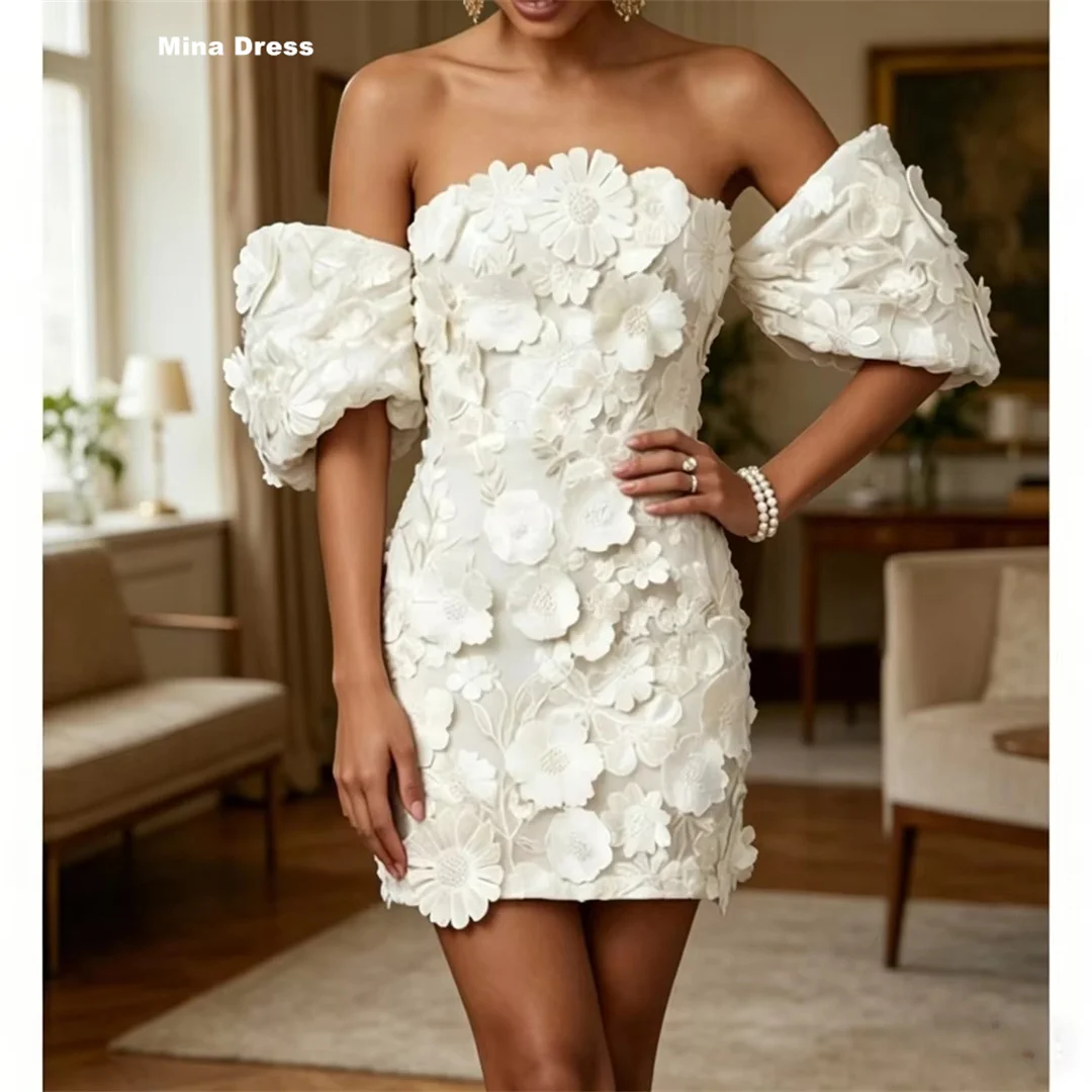 Mina Customized Elegant Ivory Floral Short Wedding Dress Backless and Strapless Prom Dresses 2026 Luxury Special Occasions Party
Mina Customized Elegant Ivory Floral Short Wedding Dress Backless and Strapless Prom Dresses 2026 Luxury Special Occasions Party
