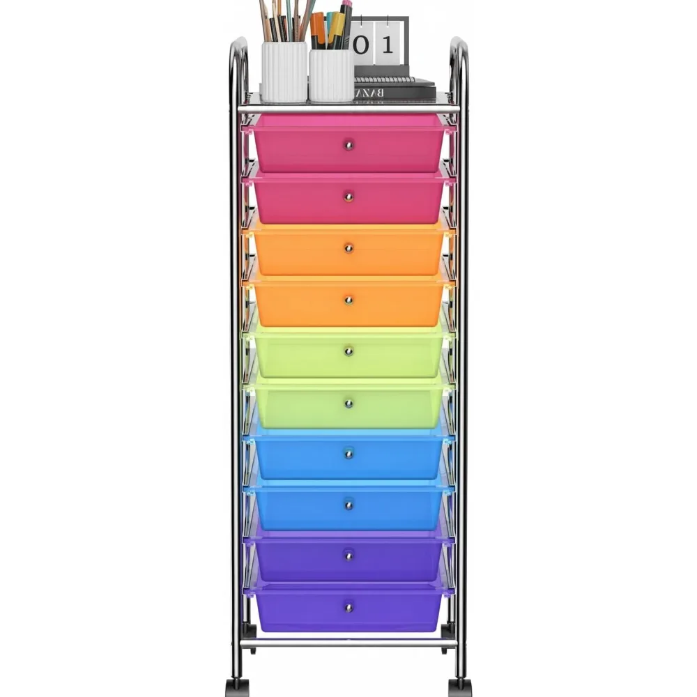 10-Drawer Rolling Storage Cart with Lockable Wheels, Large Capacity Mobile Organizer for Home Office School Teacher (Rainbow)
10-Drawer Rolling Storage Cart with Lockable Wheels, Large Capacity Mobile Organizer for Home Office School Teacher (Rainbow)