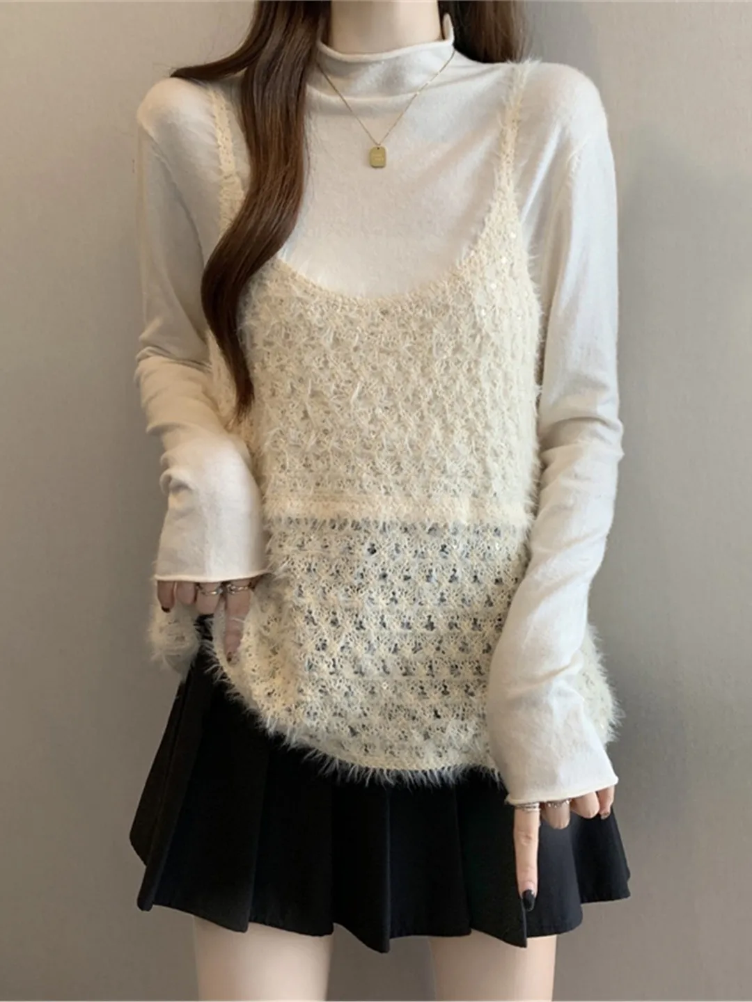 iny Sequin Knitted Cardigan Strap Vest Women's plus Size Autumn Winter Layering Svel Top Trendy Korean Sle Loose Fit
iny Sequin Knitted Cardigan Strap Vest Women's plus Size Autumn Winter Layering Svel Top Trendy Korean Sle Loose Fit