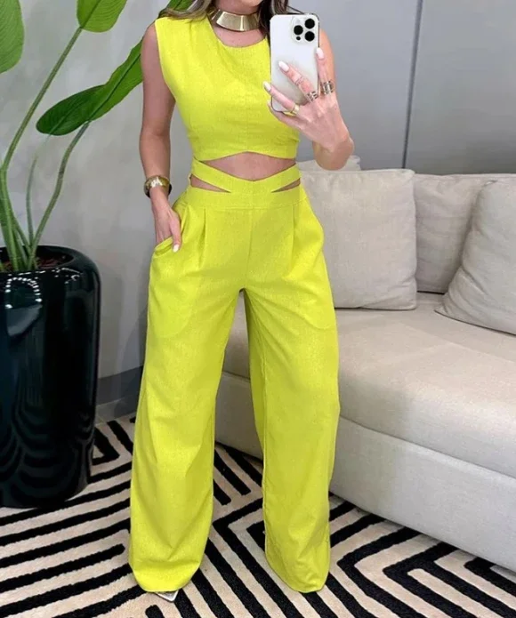 CPSYMYM Two Piece Set Women Outfit Summer Round Neck Sleeveless Backless Crop Vest Top & Casual High Waist Pocket Pants
CPSYMYM Two Piece Set Women Outfit Summer Round Neck Sleeveless Backless Crop Vest Top & Casual High Waist Pocket Pants