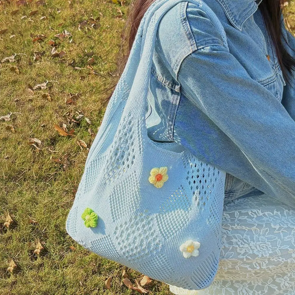 Hollow Out Women Knitting Shoulder Bag Flower Decoration Large Capacity Beach Tote Bag Soft Top-Handle Casual Crochet Bag Picnic
Hollow Out Women Knitting Shoulder Bag Flower Decoration Large Capacity Beach Tote Bag Soft Top-Handle Casual Crochet Bag Picnic
