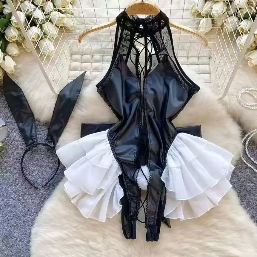 Bunny Role-play Women's Nightwear Lady's Secret Clothing Halter Patchwork Bodysuit Erotic Lingerie Sexy Black Playsuit Bodycone
Bunny Role-play Women's Nightwear Lady's Secret Clothing Halter Patchwork Bodysuit Erotic Lingerie Sexy Black Playsuit Bodycone