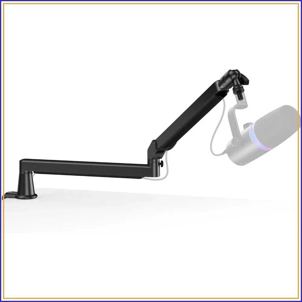 Low Profile Mic Arm, Full Aluminum Adjustable Microphone Boom Stand with Cable Management, 360° Rotatable Heavy Duty Desk Clamp for Streaming Podcasting Recording
Low Profile Mic Arm, Full Aluminum Adjustable Microphone Boom Stand with Cable Management, 360° Rotatable Heavy Duty Desk Clamp for Streaming Podcasting Recording